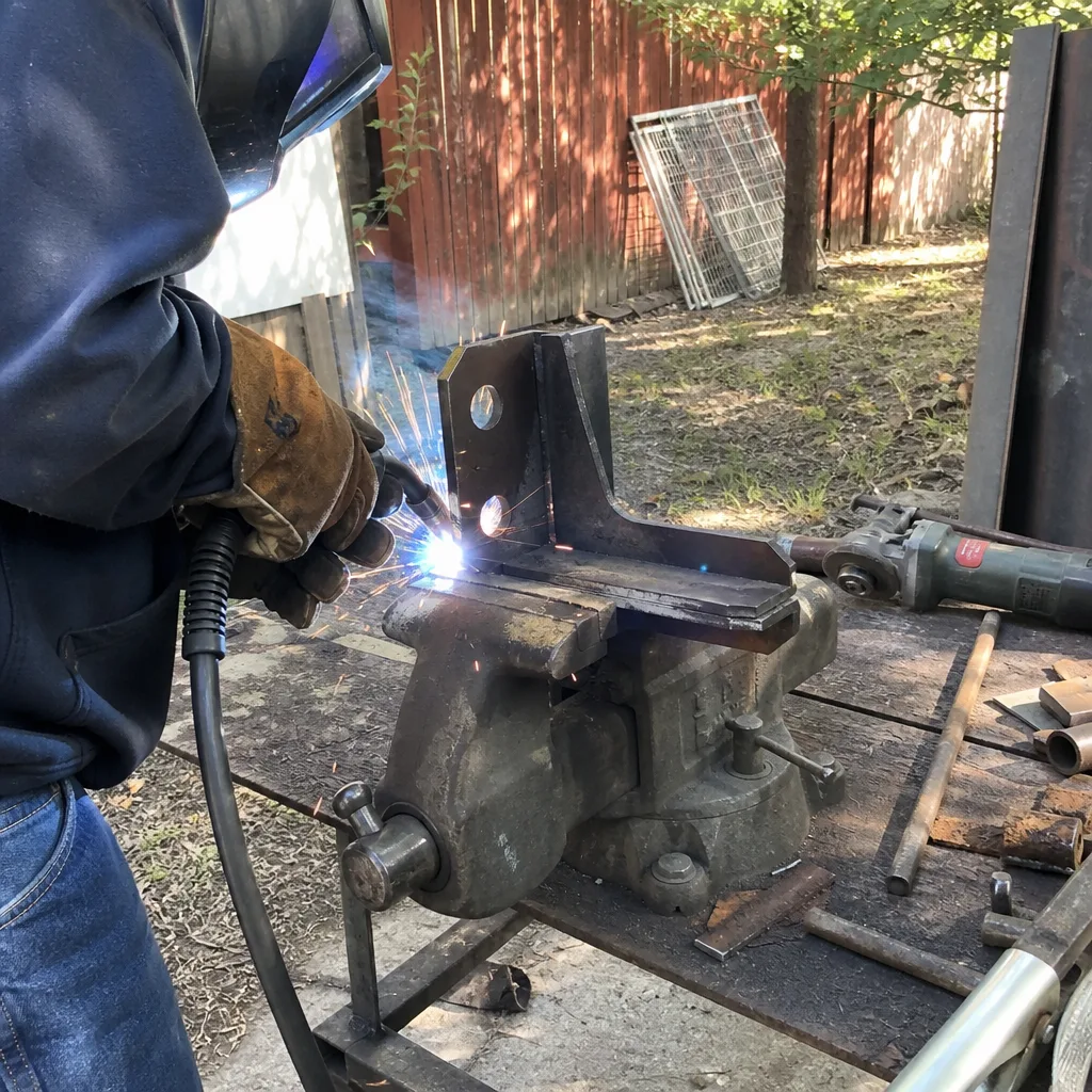 Professional welder performing metal repair and fabrication on gate components. in Murphy, TX